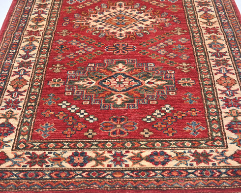 11 Feet Red Kazak Afghan Hand Knotted Wool Runner Rug